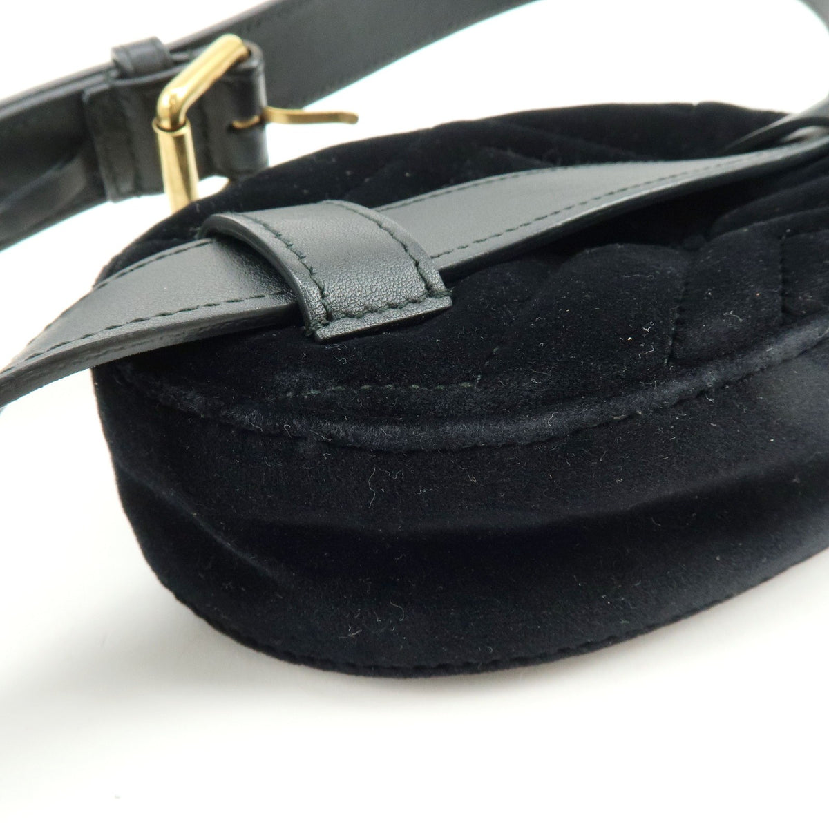 Gucci GG Marmont Belt Embellished Matelasse Velvet, Black, Velvet, Handbag