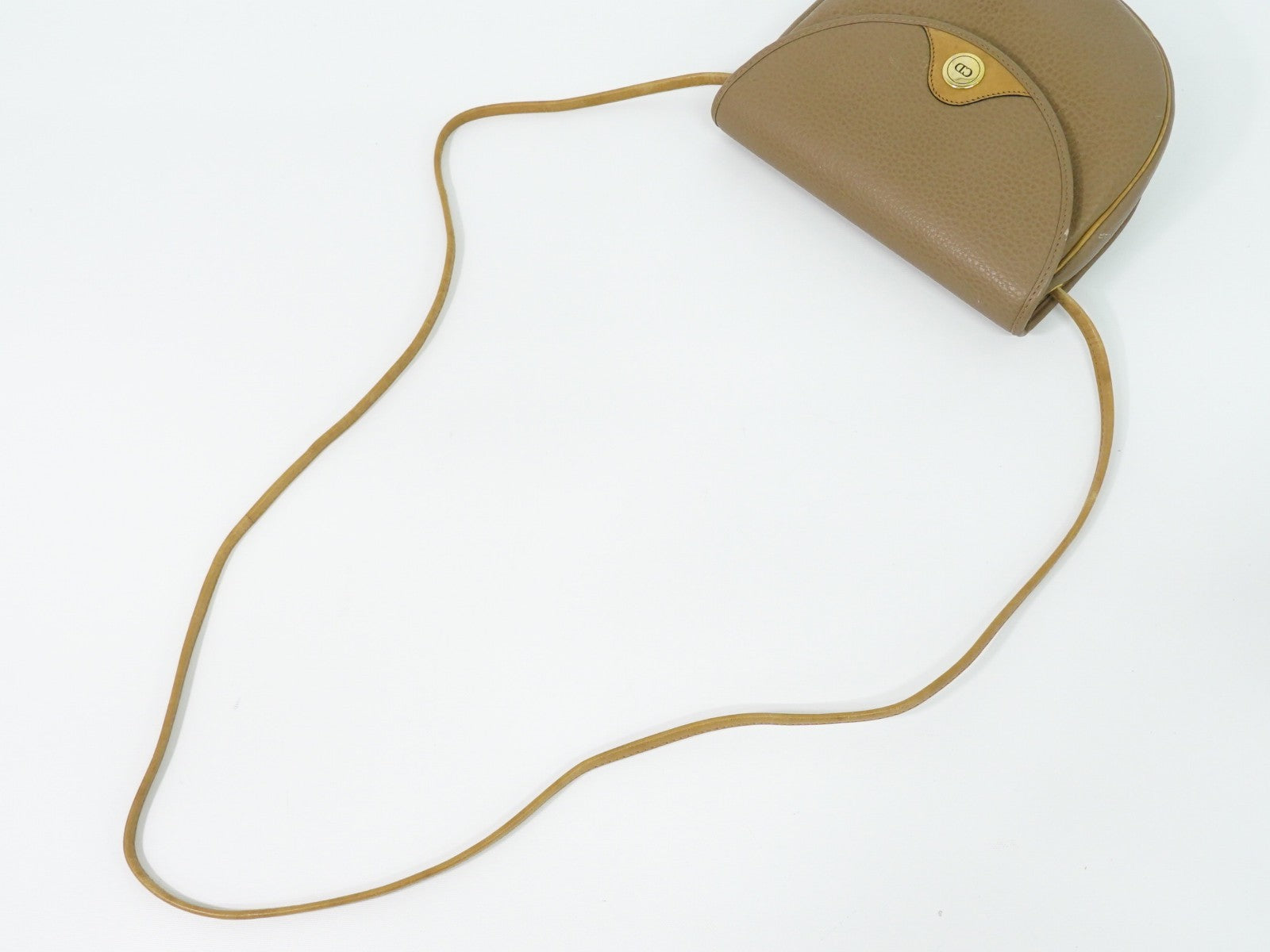 Christian Dior Vintage CD Flap Leather, Beige, Leather, Shoulder Bag