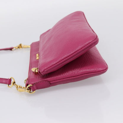 Miu Miu Madras Double Zip Leather, Pink, Leather, Crossbody Bag