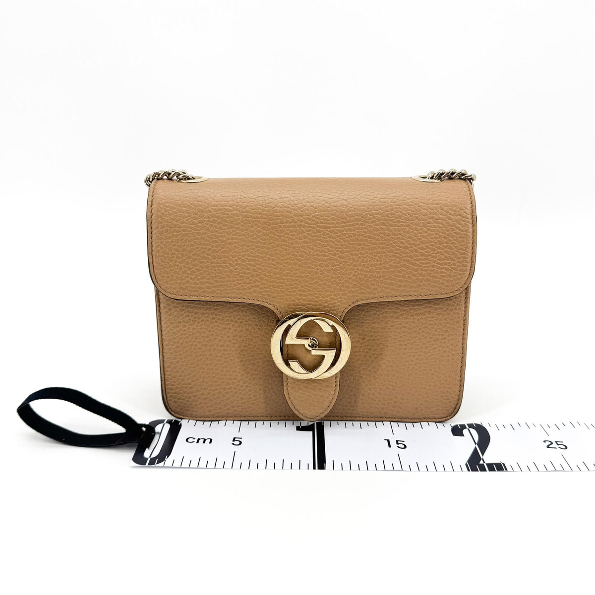 Gucci Interlocking Leather, Brown, Calfskin, Shoulder Bag
