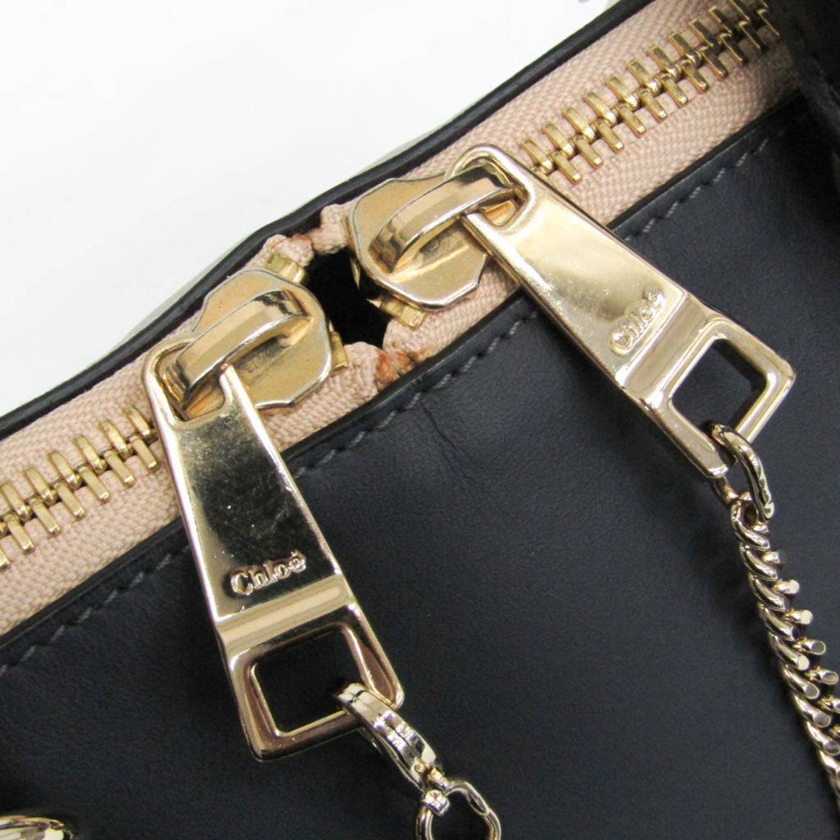 Chloe Bicolor Baylee Satchel Leather, Gray, Leather, Handbag