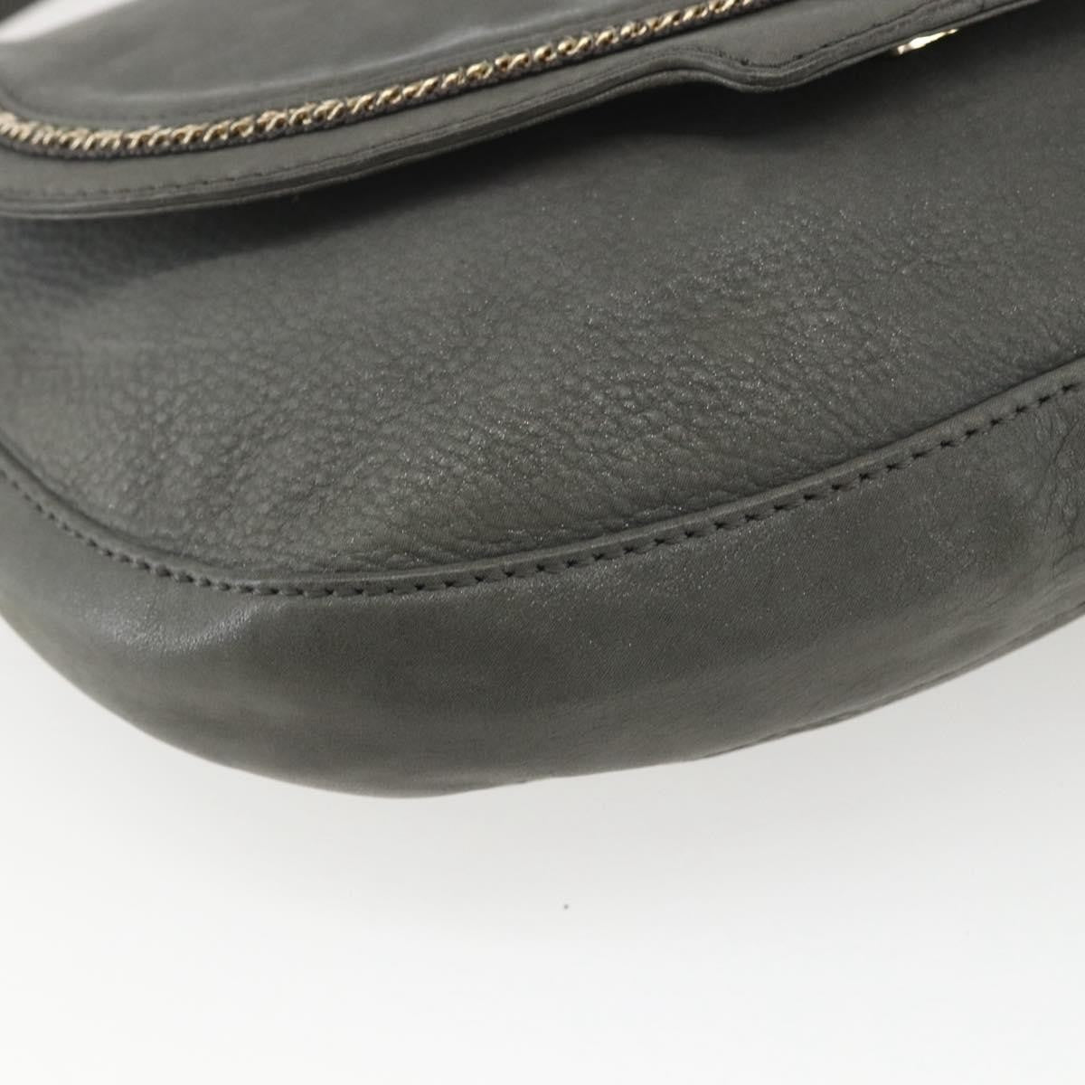 Fendi Shoulder Leather, Gray, Leather, Shoulder Bag