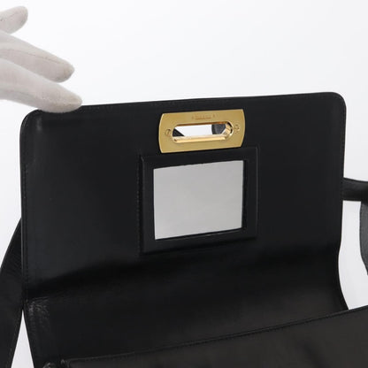 Salvatore Ferragamo Vintage Gancini Flap Leather, Black, Leather, Shoulder Bag