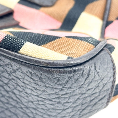 Prada Shoulder Canvas and Leather, Black, Canvas, Shoulder Bag