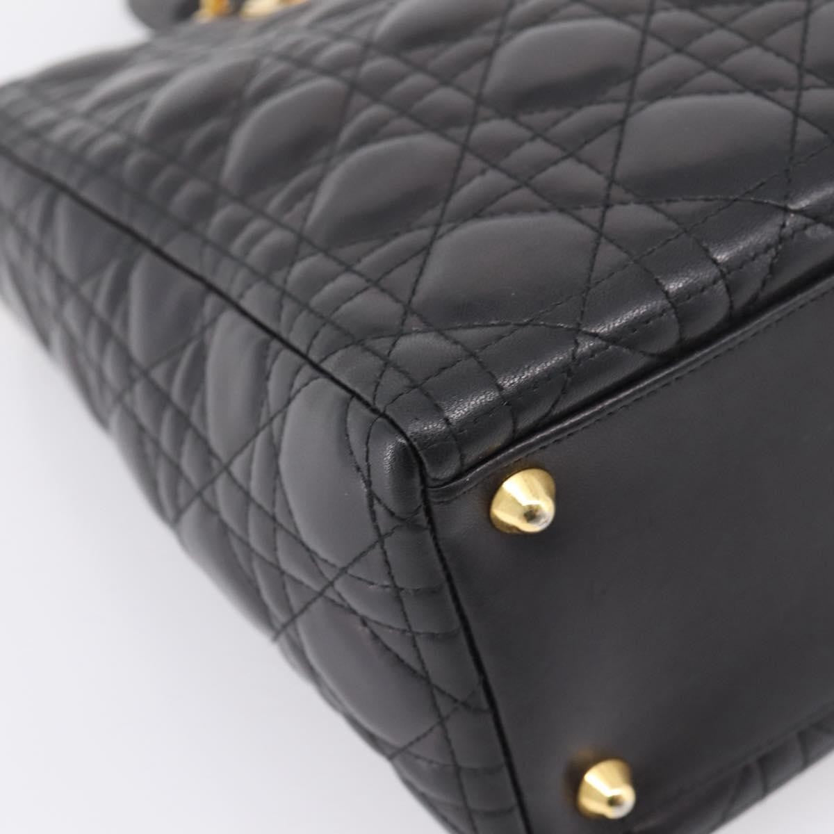 Christian Dior Vintage Lady Dior Cannage Quilt Lambskin, Black, Leather, Handbag