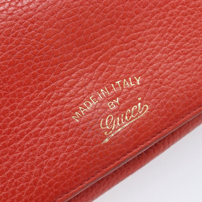 Gucci Swing Wallet on Strap Leather, Red, Leather, Crossbody Bag