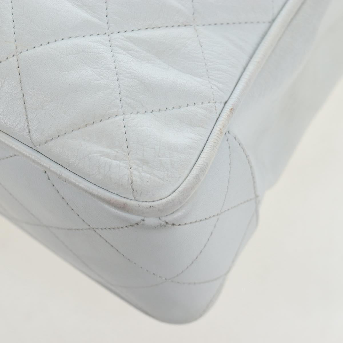 Chanel Shoulder Quilted Leather, White, Leather, Shoulder Bag