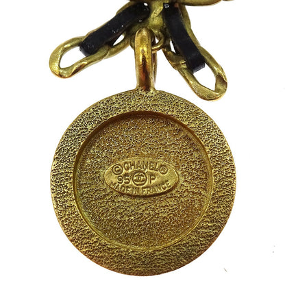 Chanel Vintage Round Medallion Pendant Metal, Gold, Gold Plated, Necklace