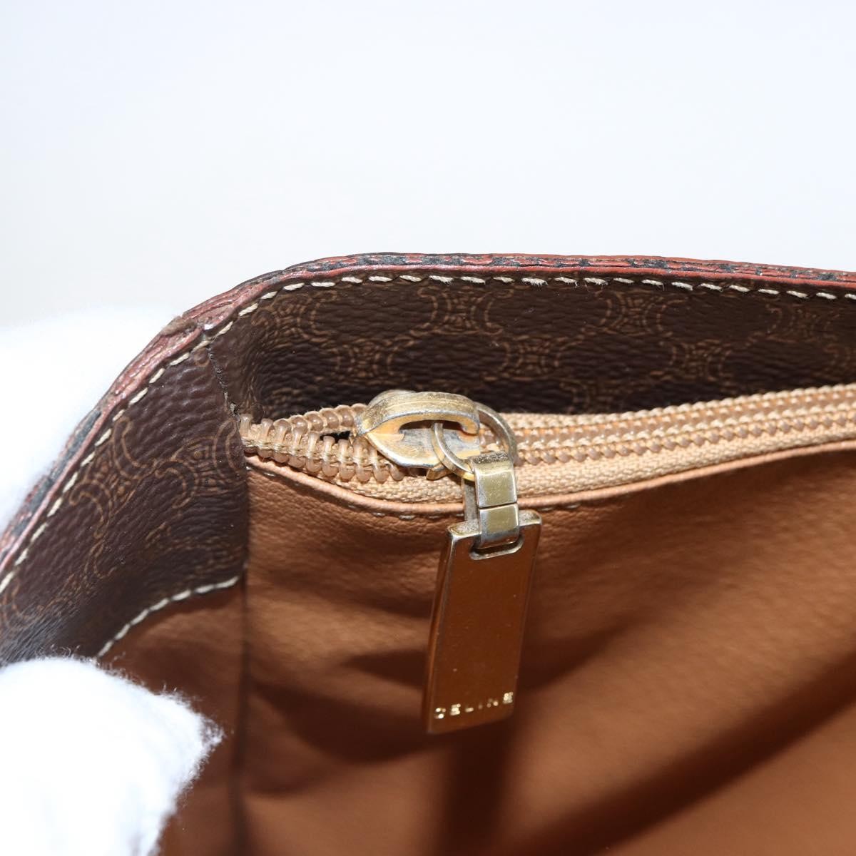 Celine Vintage Macadam Shopper Coated Canvas, Brown, Canvas, Tote Bag