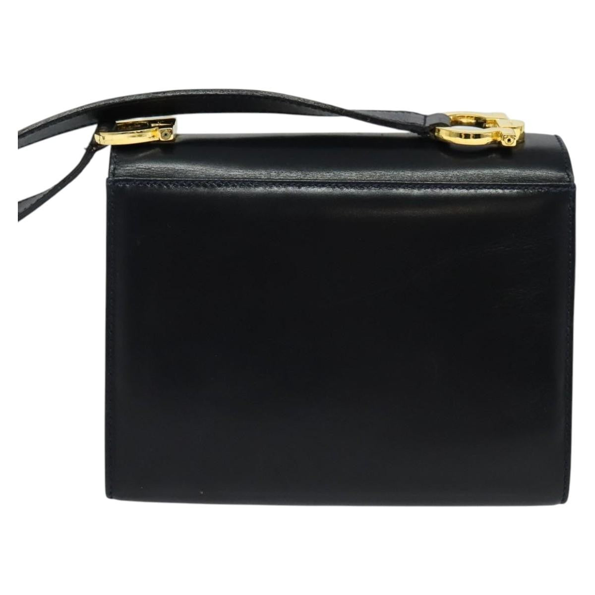 Salvatore Ferragamo Gancini Leather, Black, Leather, Shoulder Bag