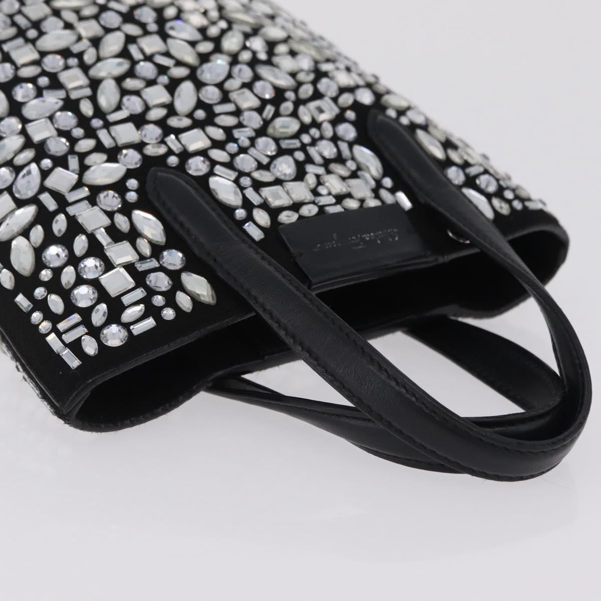 Salvatore Ferragamo Convertible Crystal Embellished Leather, Black, Leather, Tote Bag