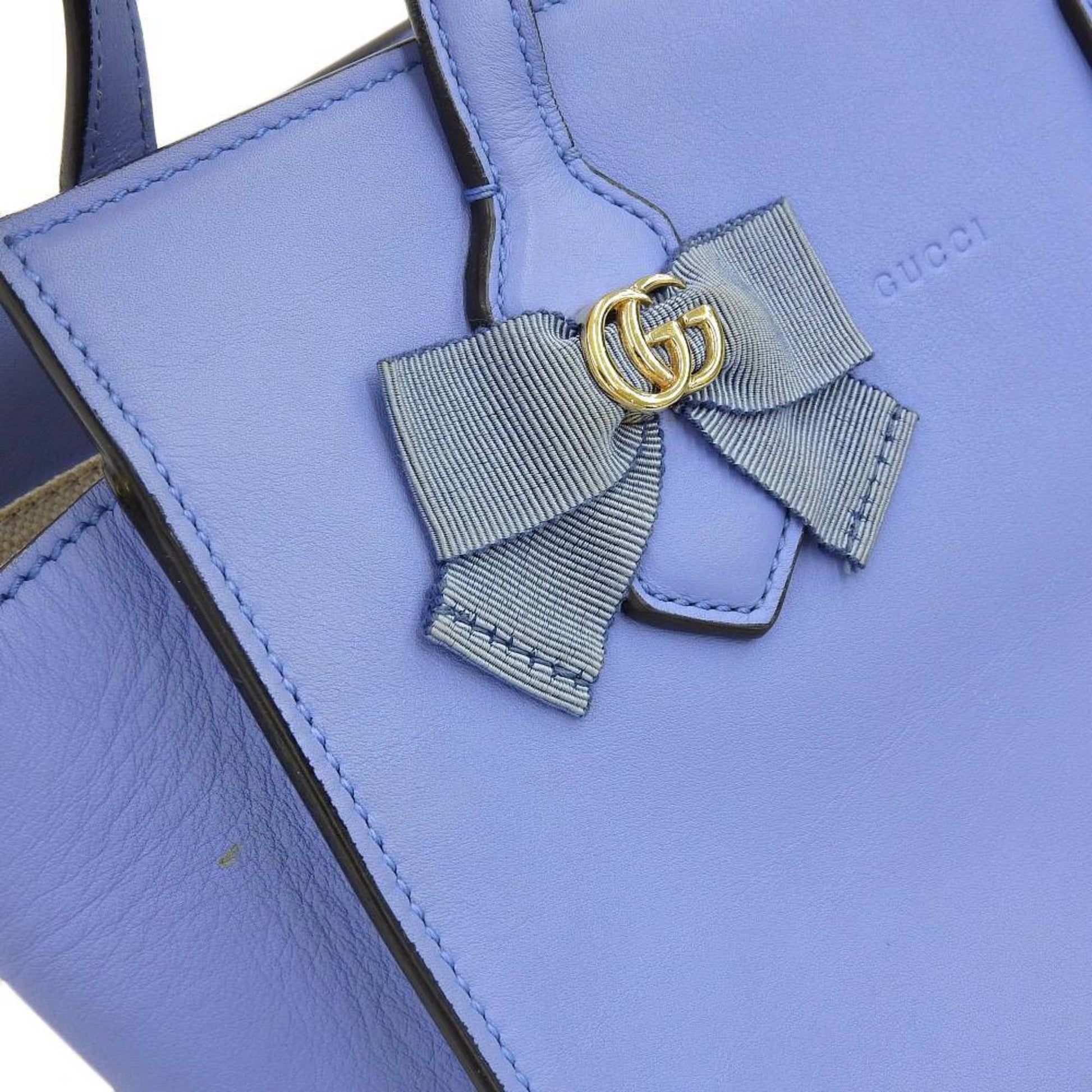 Gucci Ribbon, Blue, Leather, handbag