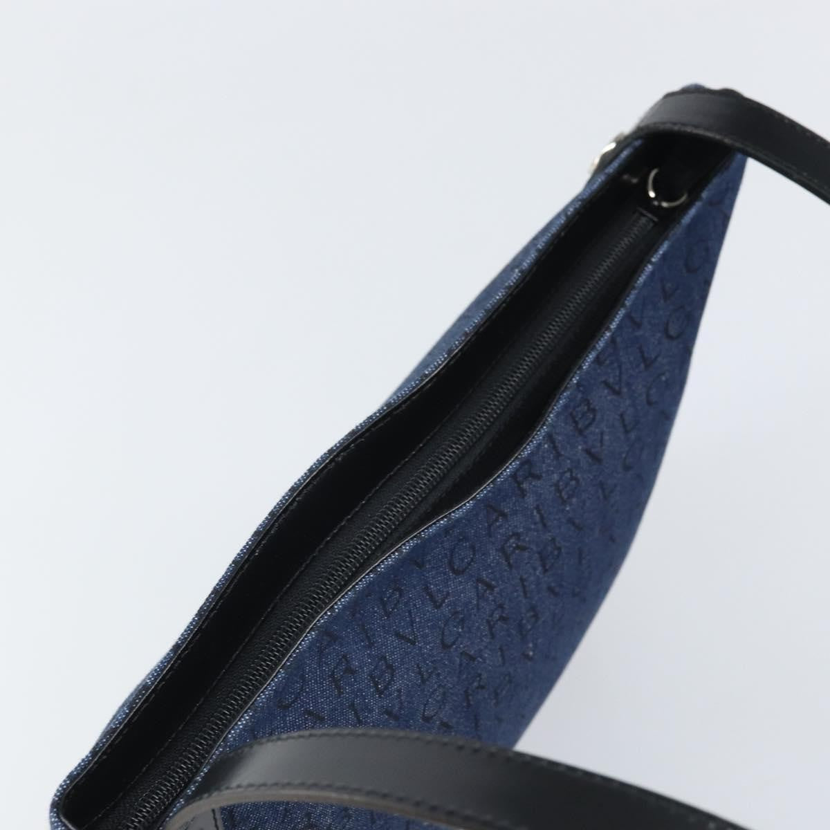 Bvlgari Logomania Canvas with Leather, Blue, Canvas, Shoulder Bag
