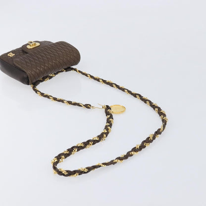 Bally Vintage Chain Quilted Leather, Brown, Leather, Shoulder Bag