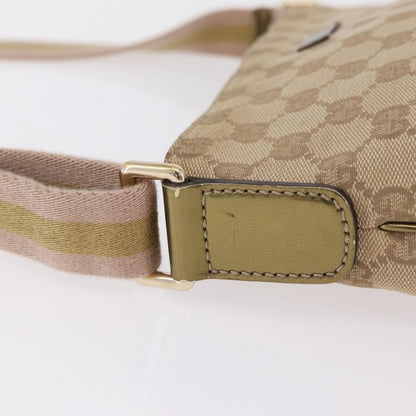 Gucci Web Strap Messenger GG Coated Canvas, Beige, Canvas, Handbag