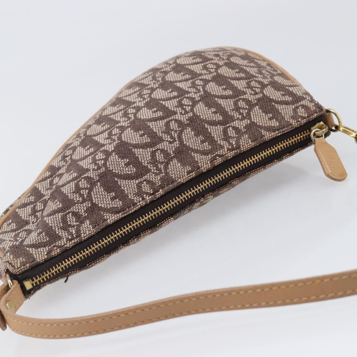 Christian Dior Vintage Saddle Bag Canvas, Brown, Canvas, Clutch