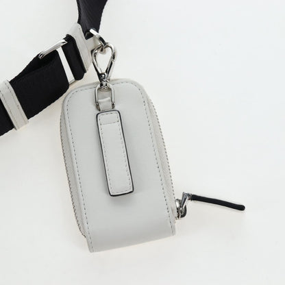 Prada Triangle Logo Wristlet Embossed Leather, White, Leather, Clutch