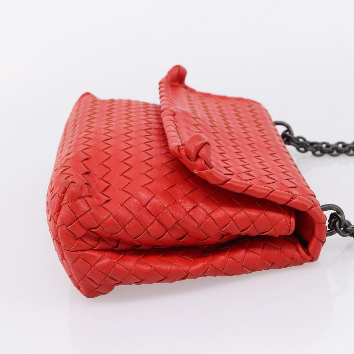Bottega Veneta Olimpia Intrecciato Nappa, Red, Leather, Shoulder Bag