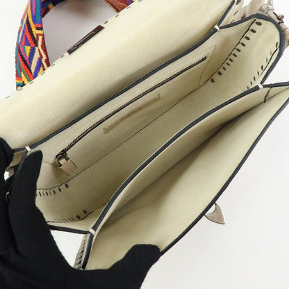 Valentino Garavani Rolling Rockstud Leather with Cabochons, Multicolour, Leather, Crossbody Bag