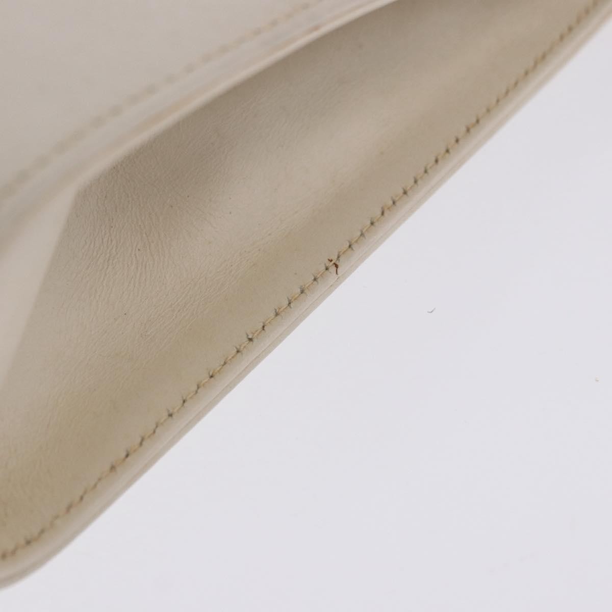 Salvatore Ferragamo Vintage Gancini Chain Leather, White, Leather, Shoulder Bag