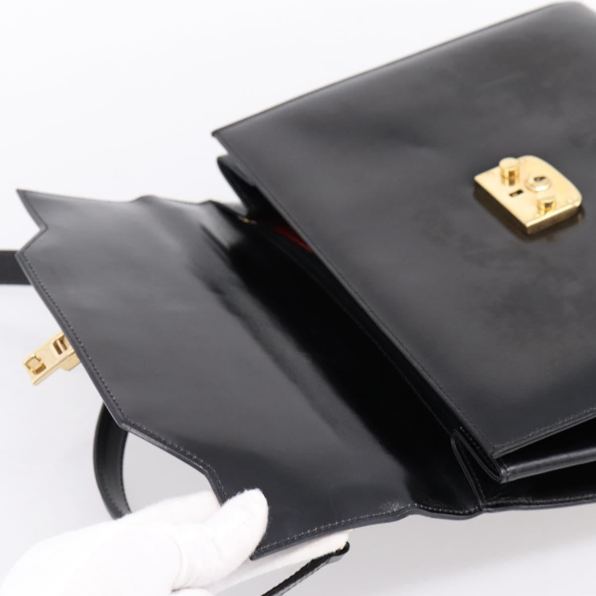 Gucci Vintage Lady Lock Top Handle Leather, Black, Leather, Handbag
