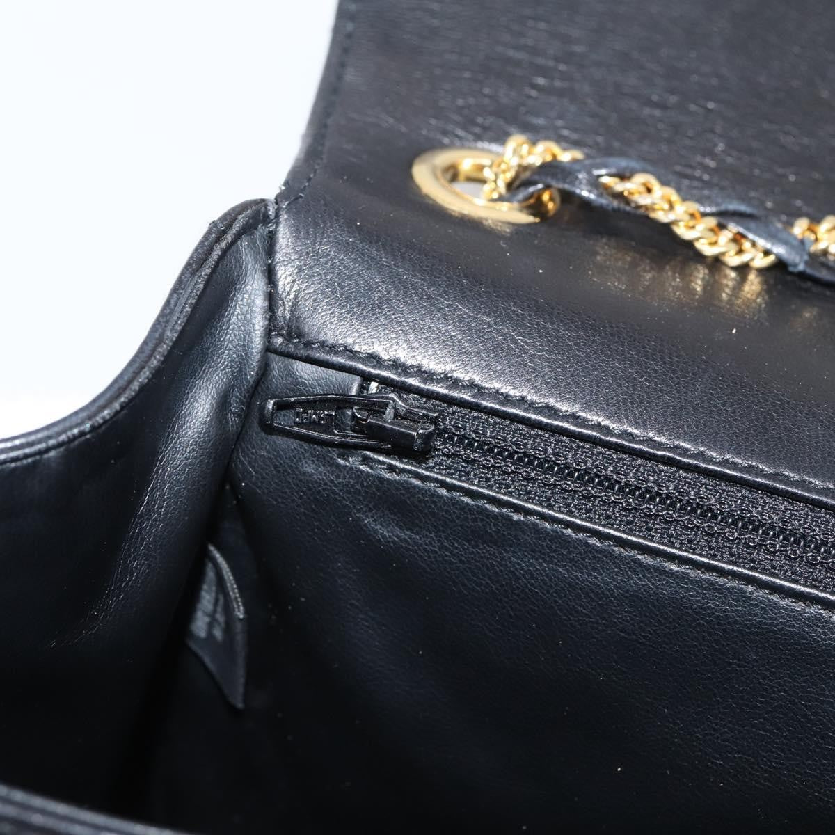 Bally Vintage Chain Quilted Leather, Black, Leather, Shoulder Bag