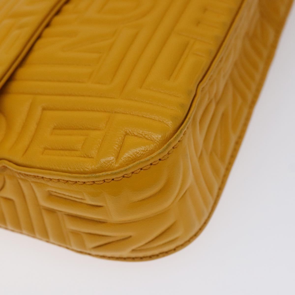 Fendi Baguette NM Bag Zucca Embossed Leather, YELLOW, LEATHER, Shoulder bag