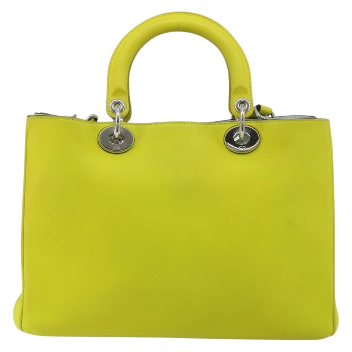 Christian Dior Diorissimo Tote Smooth Calfskin, Yellow, Leather, Handbag