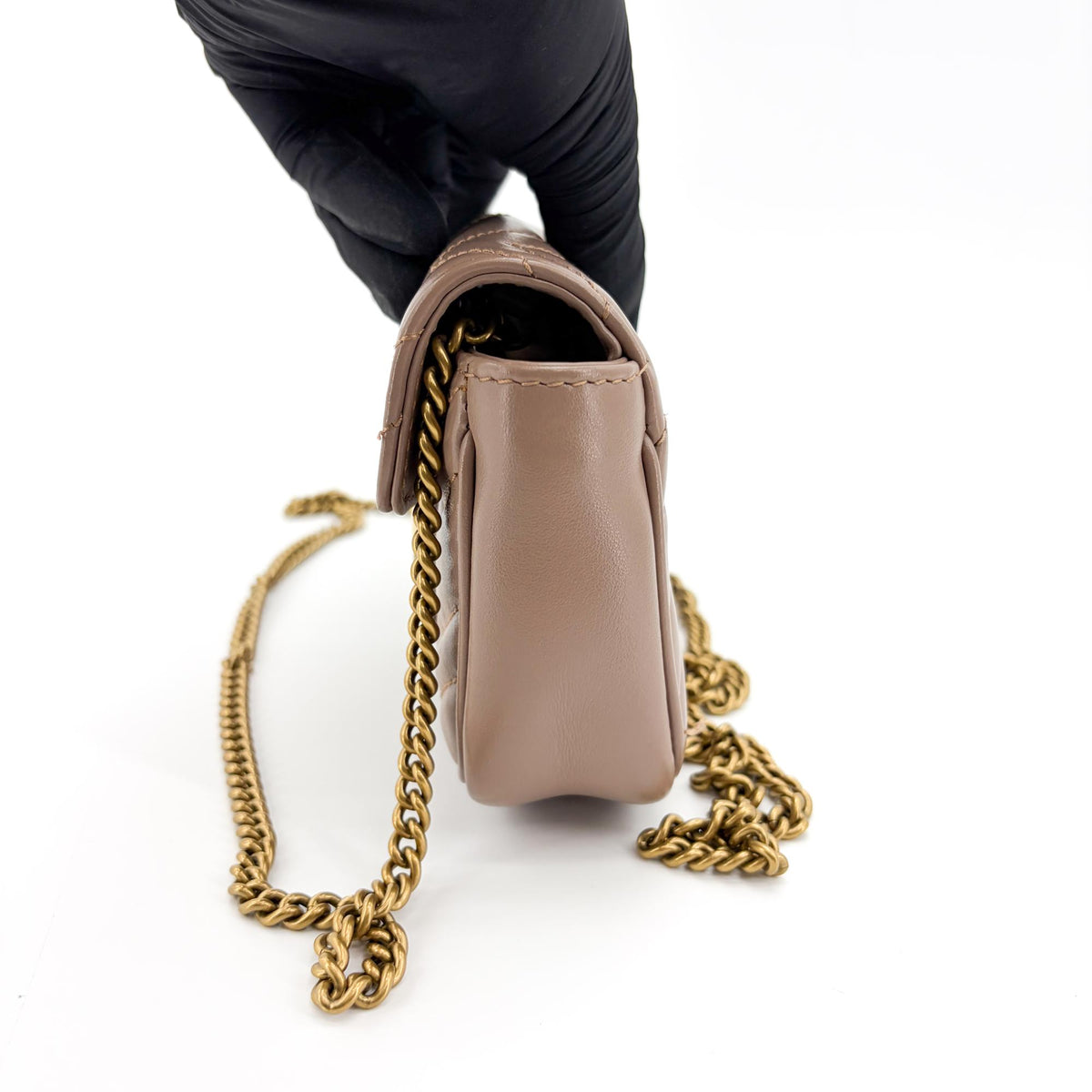 Gucci GG Marmont Flap Matelasse Leather, Beige, Leather, Handbag
