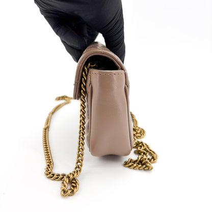 Gucci GG Marmont Flap Matelasse Leather, Beige, Leather, Handbag