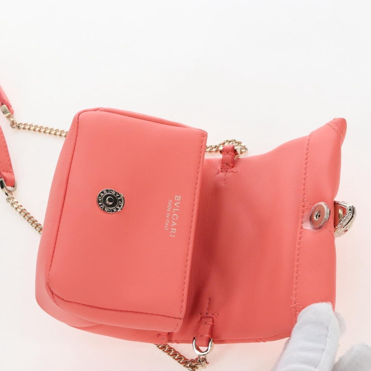 Bvlgari Serpenti Cabochon Diagonal Quilted Leather, Pink, Leather, Shoulder Bag