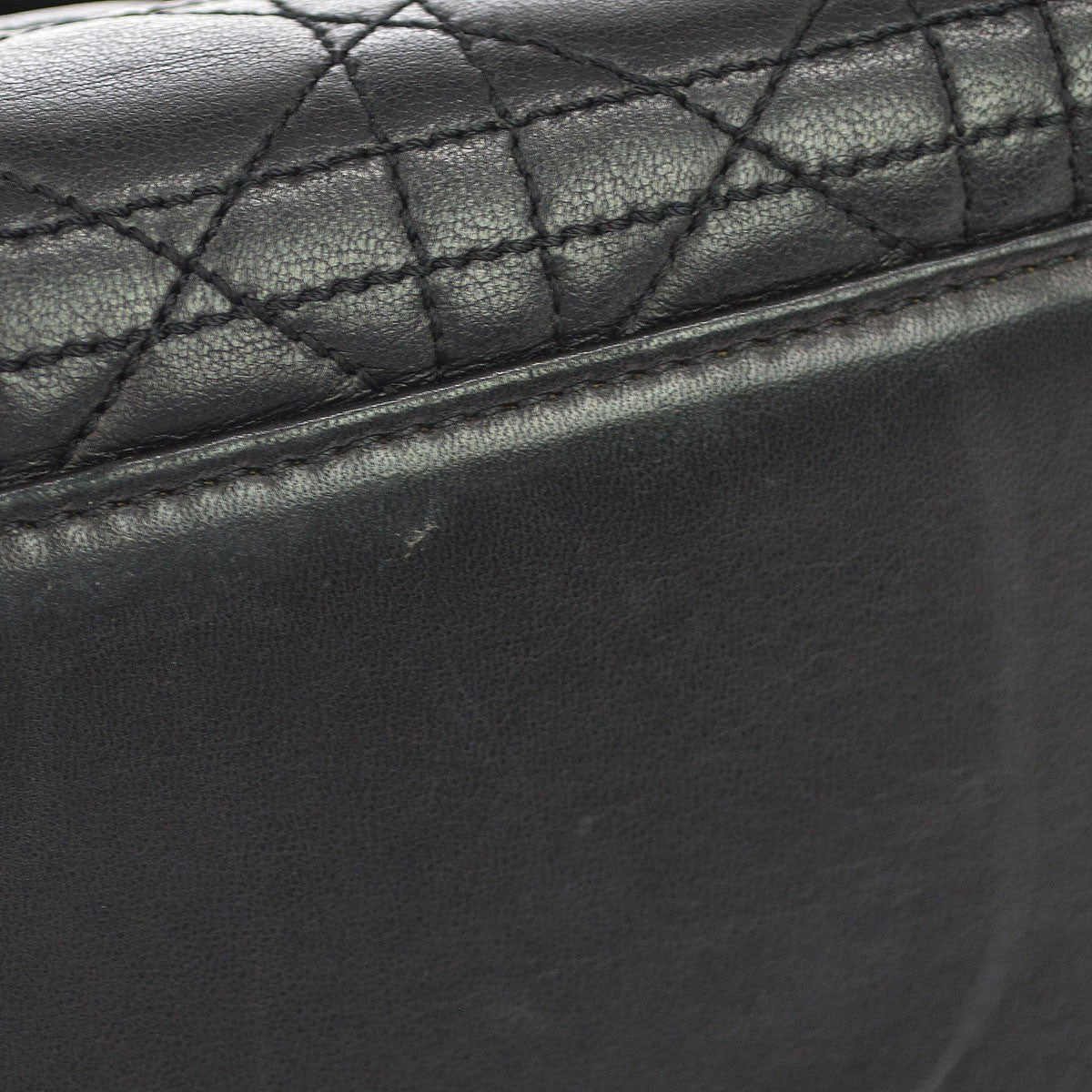Christian Dior Vintage Lady Dior Cannage Quilt Lambskin, Black, Leather, Handbag