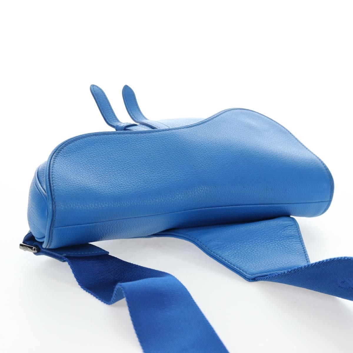 Christian Dior Saddle Leather, Blue, Leather, Crossbody Bag