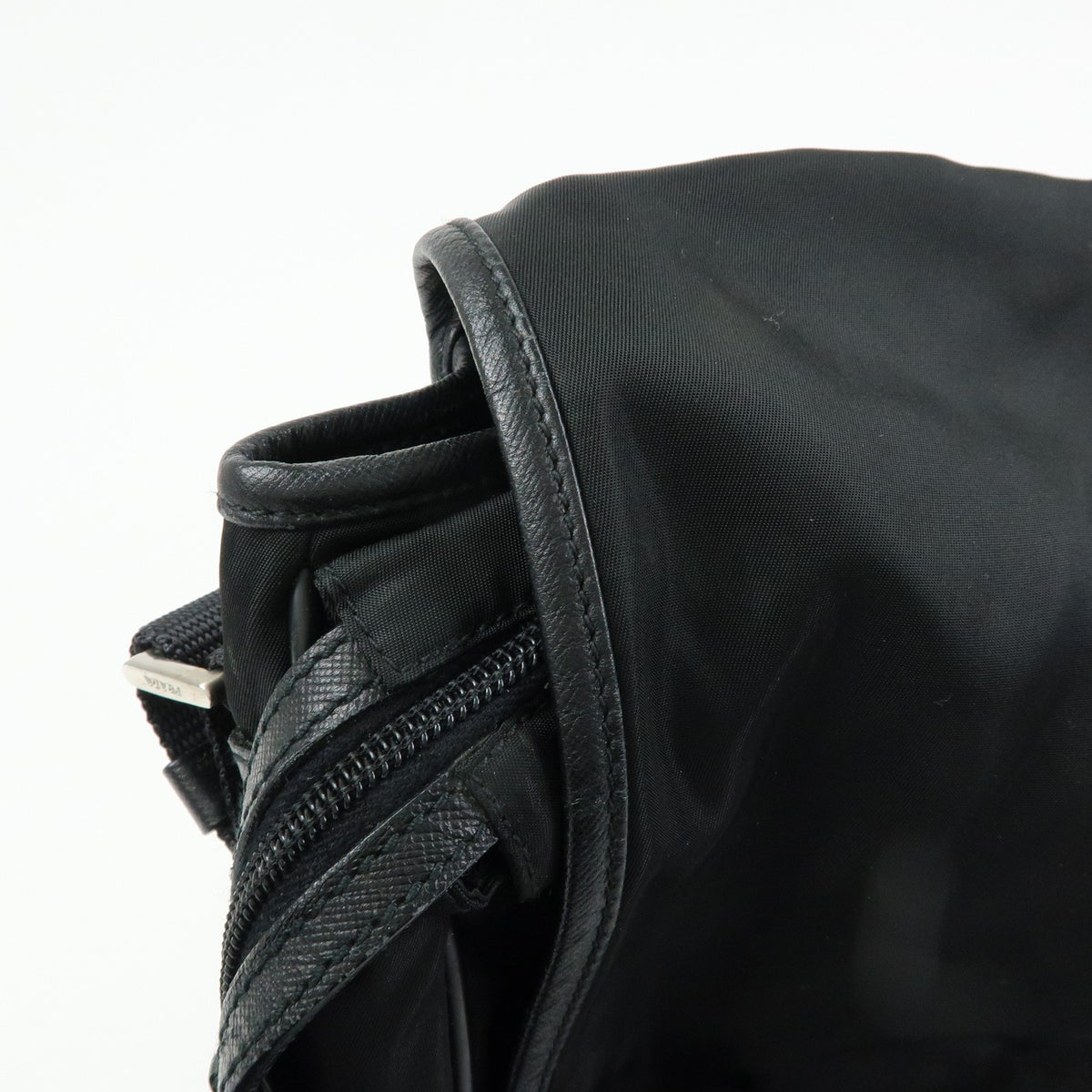 Prada Buckle Messenger Tessuto, Black, Nylon, Handbag