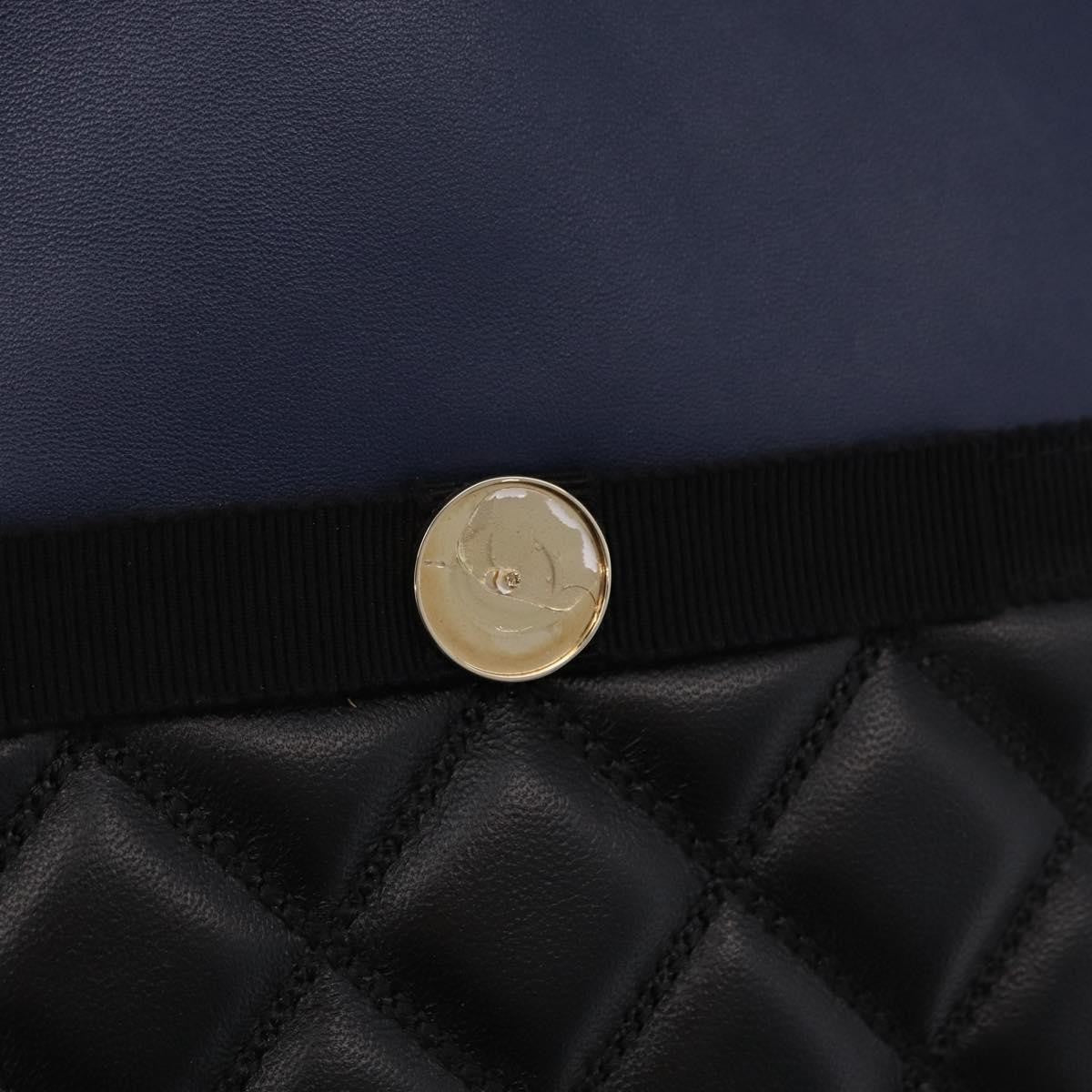 Chanel Bicolor Boy O Case Clutch Lambskin, Black, Leather, Clutch