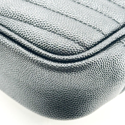 Saint Laurent Lou Camera Matelasse Chevron Leather, Black, Calfskin, Handbag
