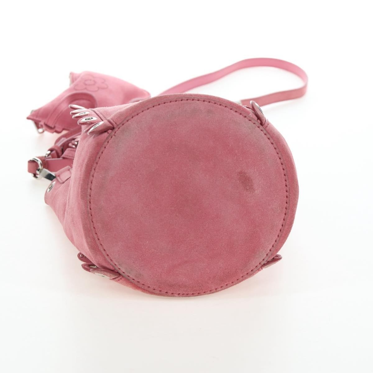 Miu Miu Convertible Bucket Leather with Applique, Pink, Suede, Handbag
