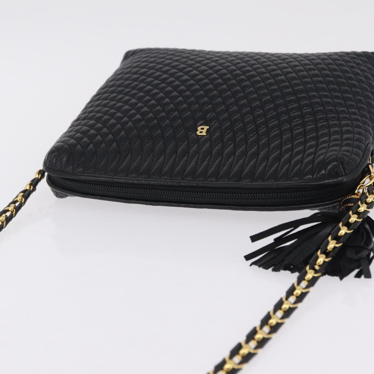Bally Vintage Chain Quilted Leather, Black, Leather, Shoulder Bag