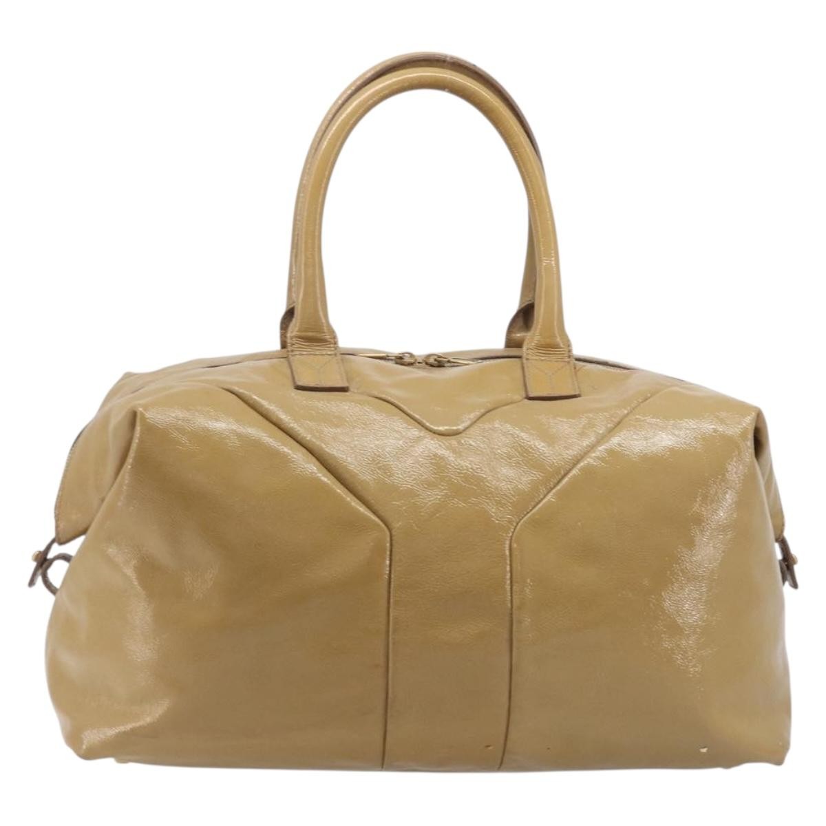 Saint Laurent Easy Y Satchel Patent, Beige, Patent Leather, Handbag