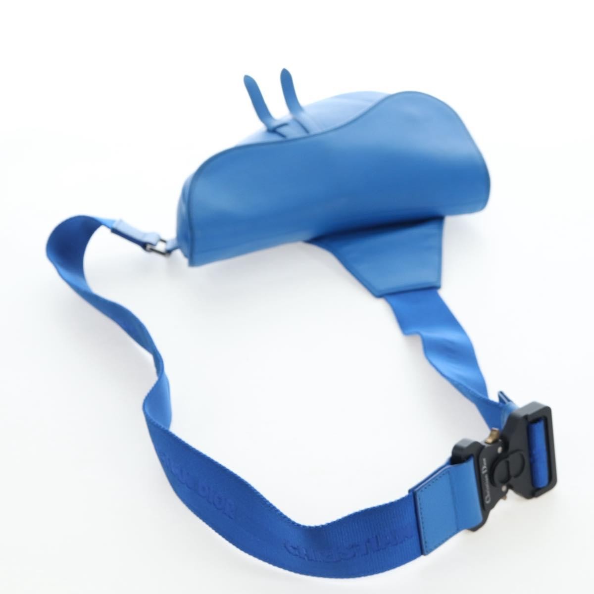 Christian Dior Saddle Leather, Blue, Leather, Crossbody Bag
