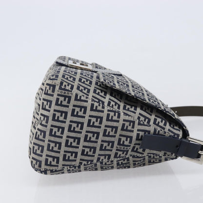 Fendi Zucchino Canvas Mamma Baguette Canvas, Navy, Canvas, Shoulder Bag