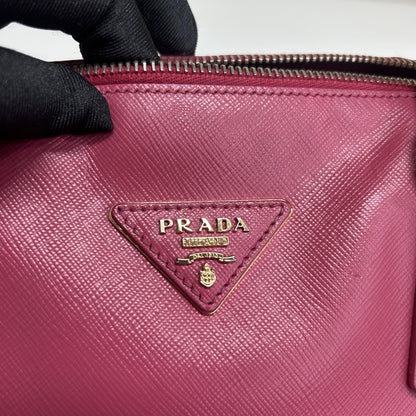 Prada Bowler Perforated Saffiano Leather, Pink, Leather, Handbag