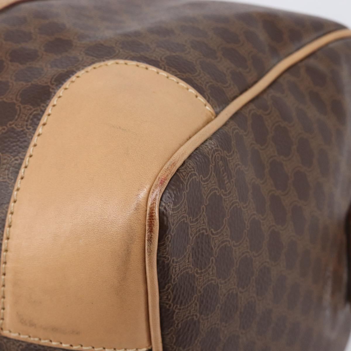 Celine Vintage Duffle Macadam Coated Canvas, Brown, PVC, Handbag