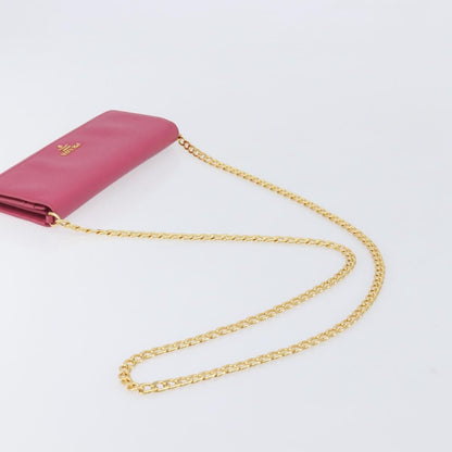 Prada Wallet on Chain Saffiano Leather, Pink, Leather, Crossbody Bag