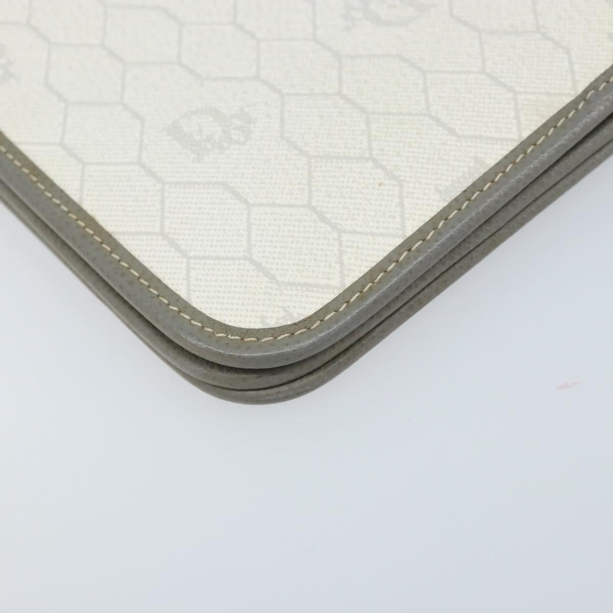 Christian Dior Vintage Honeycomb Zip Coated Canvas, White, Canvas, Clutch