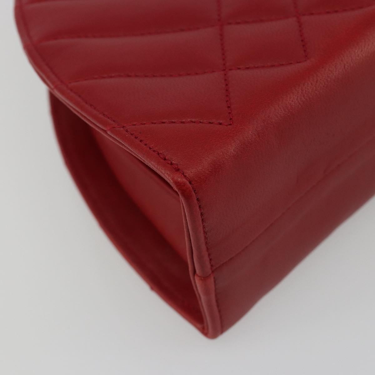 Chanel Vintage Chain Evening Mixed Quilt Lambskin, Red, Leather, Clutch