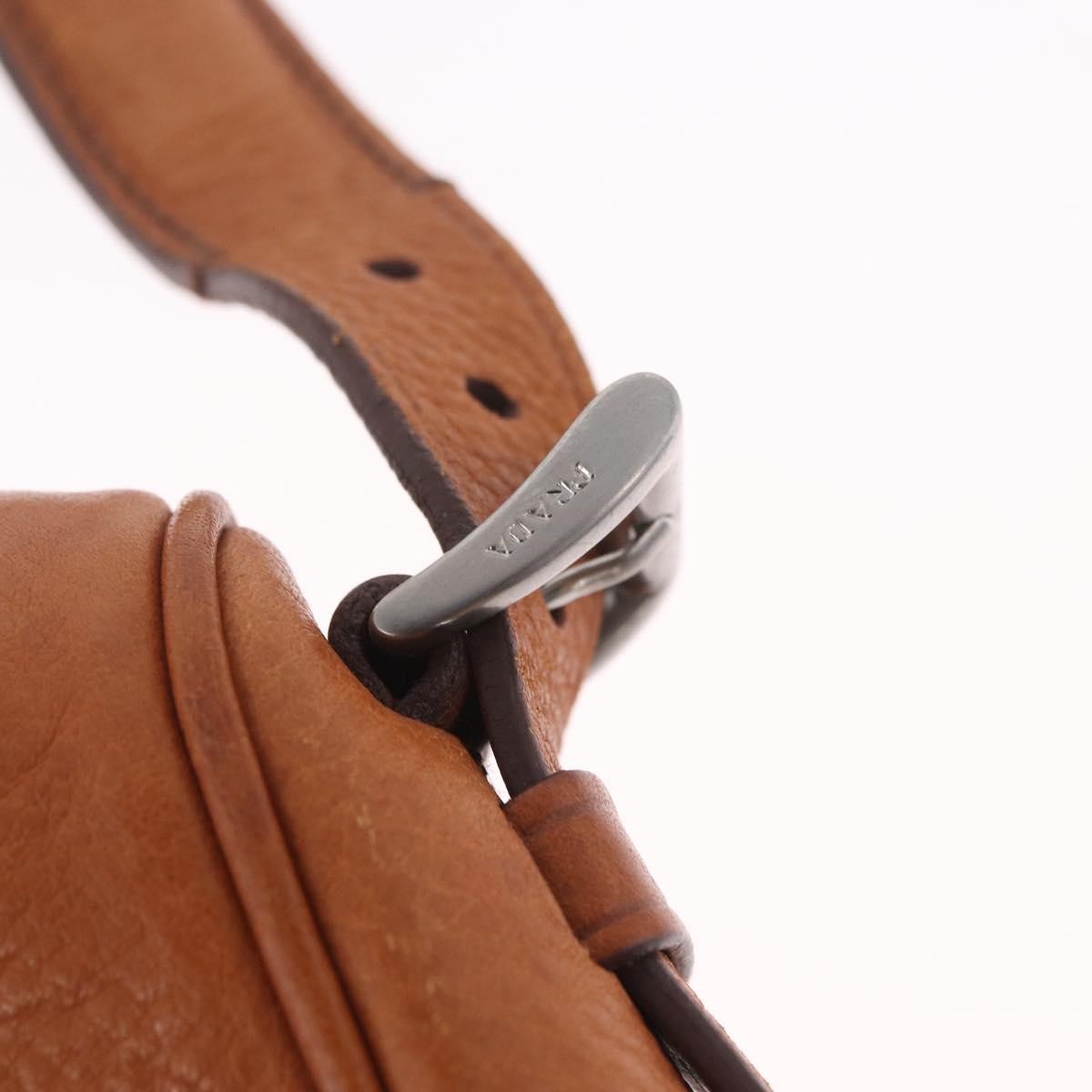 Prada Shoulder Leather, Brown, Leather, Shoulder Bag