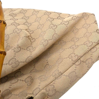 Gucci Bamboo Frame Satchel GG Canvas, Beige, Canvas, Handbag