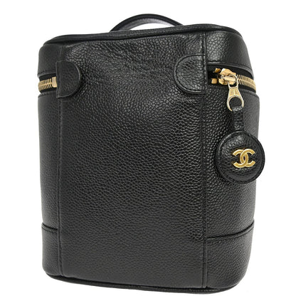Chanel Vintage Timeless Cosmetic Case Caviar, Black, Leather, Handbag