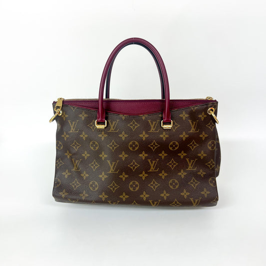 Louis Vuitton Pallas Monogram Canvas with Leather, Brown, Canvas, Tote Bag